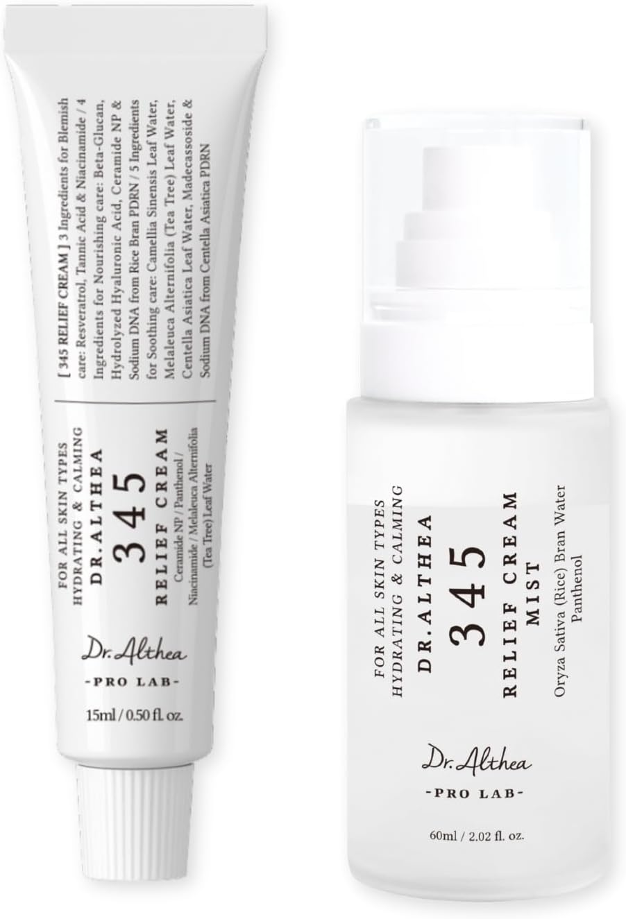Dr Althea 345 Travel Duo box front view with 15ml cream and 60ml mist bottles