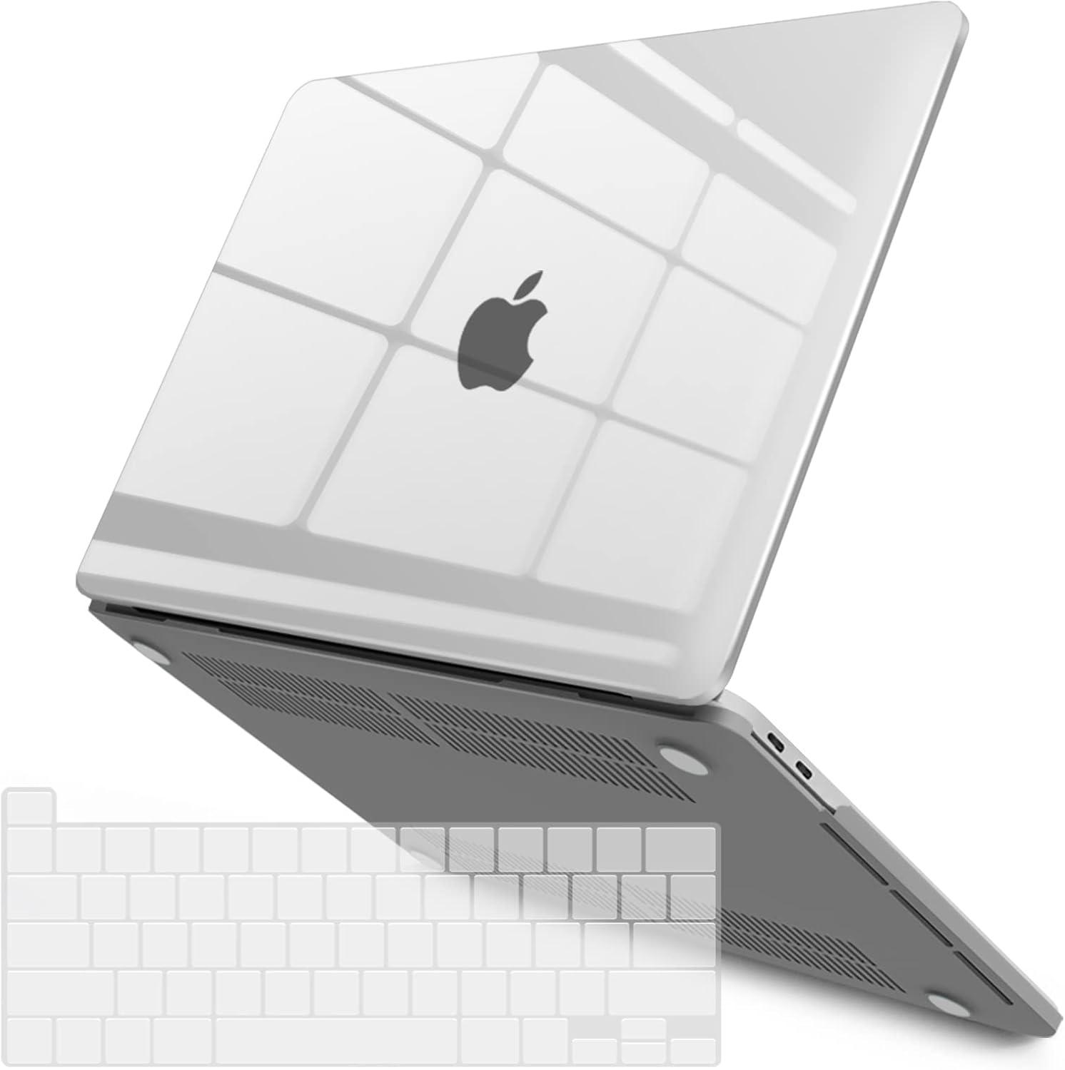 iBenzer MacBook Pro 13 Inch Case front view showing transparent crystal clear hard shell protection.