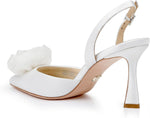 Badgley Mischka Carlise angled shot highlighting satin texture