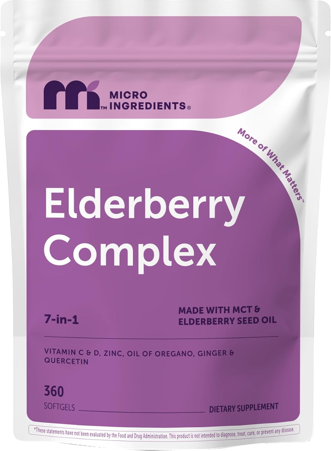 Micro Ingredients Elderberry Complex 360 Softgels front view bottle