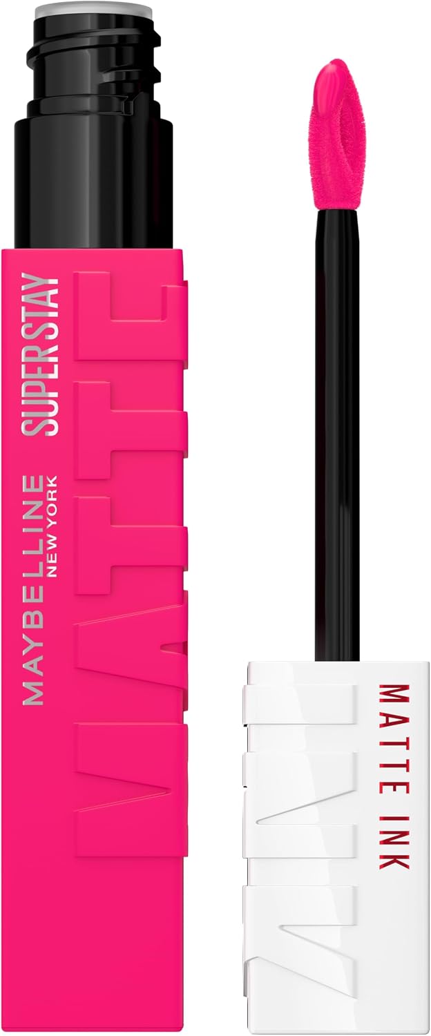 Maybelline Super Stay Matte Ink Liquid Lipstick front view tube with vibrant pink shade