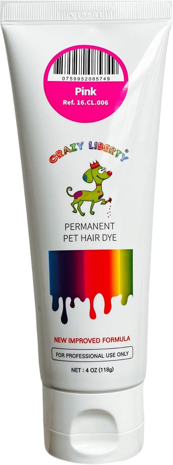 Crazy Liberty Pink pet hair dye gel tube packaging for dog grooming