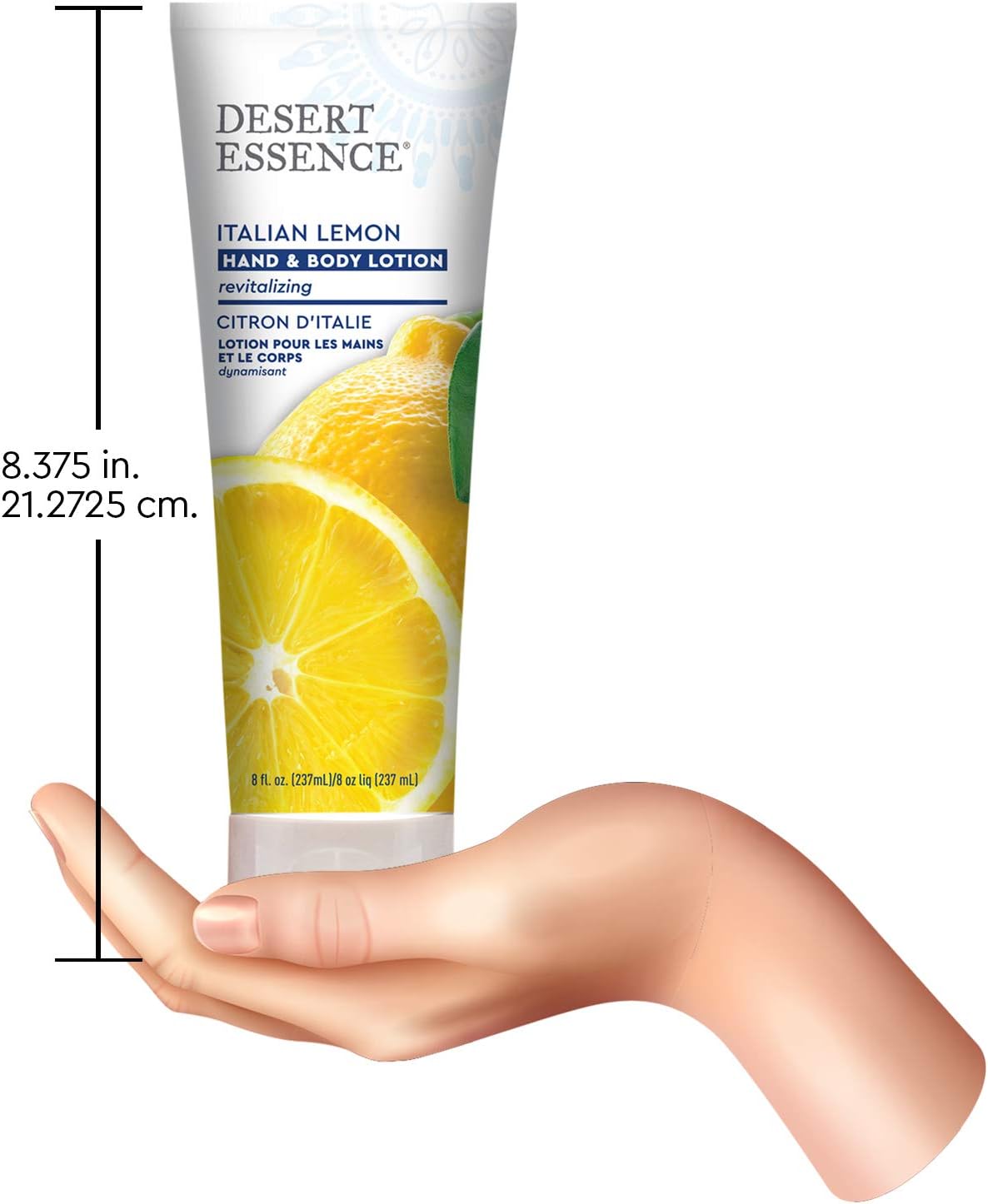 Desert Essence Italian lemon hand and body lotion side label details