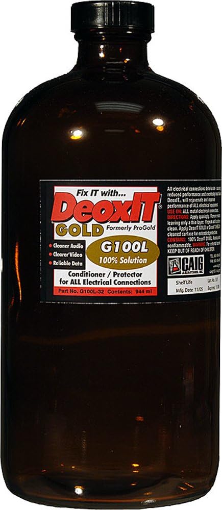 CAIG Laboratories DeoxIT Gold G100L 100 percent liquid solution 944 milliliter bottle front view