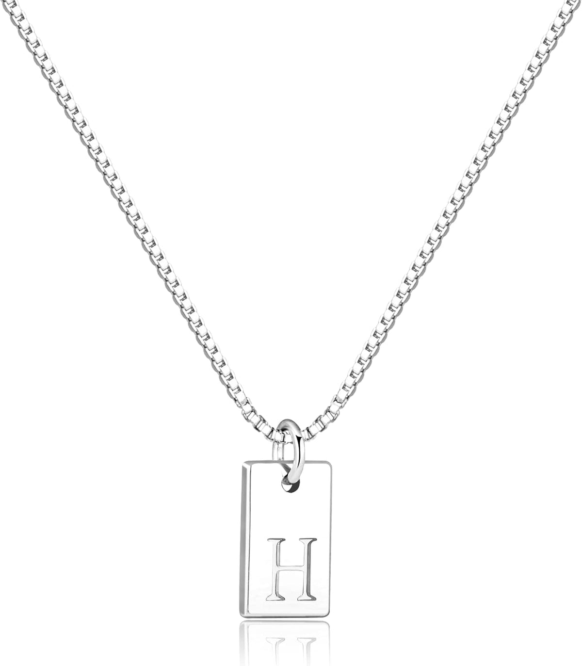 Poxtex Dainty Initial Necklace for Women - 14K Gold Silver Plated Letter Pendant, Trendy Waterproof Non-Tarnish Personalized Name Tag Charm Necklace, Cute Square A-Z Jewelry Birthday Gift for Women - Image 12