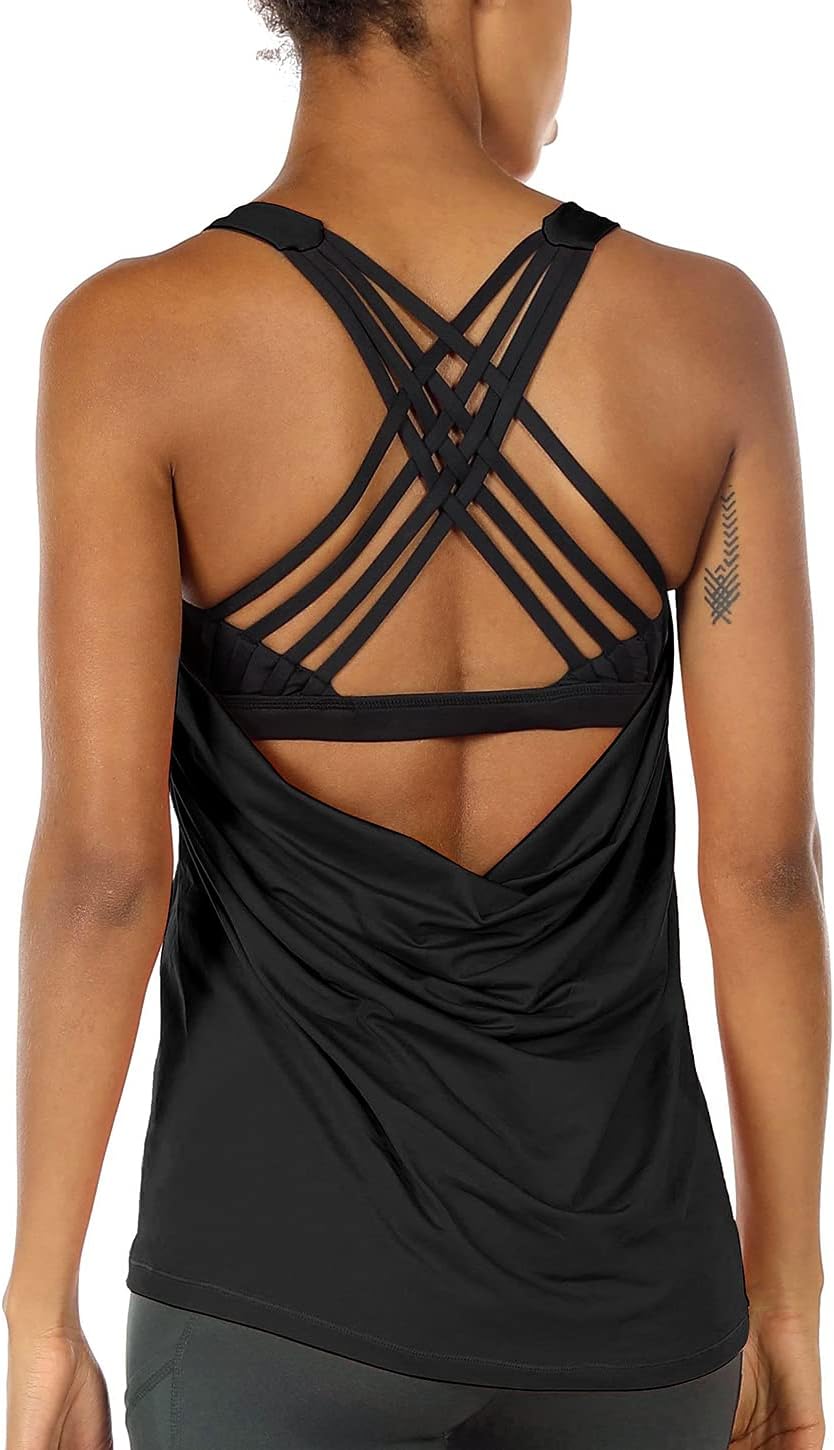 icyzone Women's Open Back Workout Athletic Yoga Tank Tops with Built in Bra - Image 15