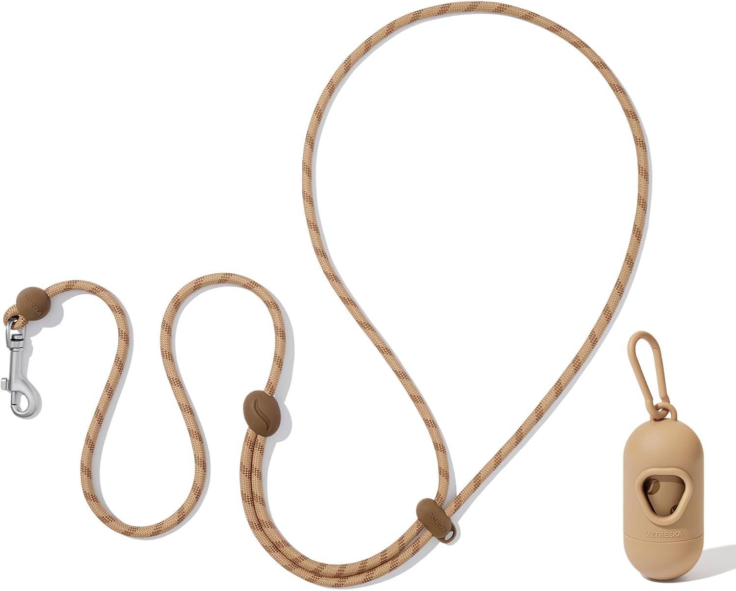 Vetreska Crossbody Hands Free Dog Leash in coffee color front view