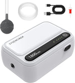 Sysenciaga rechargeable aquarium air pump front view showing LED indicator