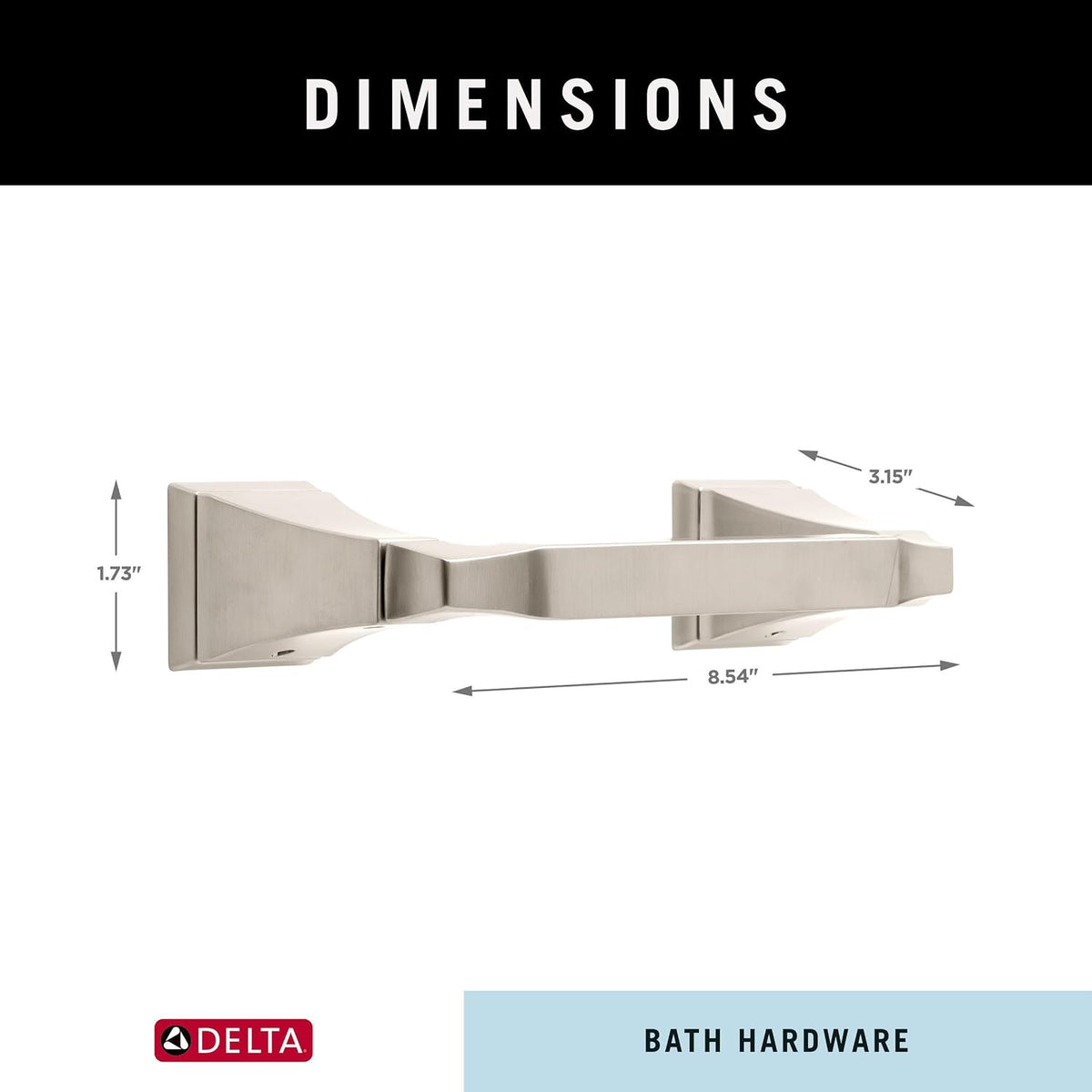 Delta stainless steel toilet paper holder pivoting arm open