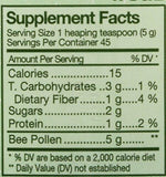Keto and paleo friendly YS Organic bee pollen health supplement jar back panel