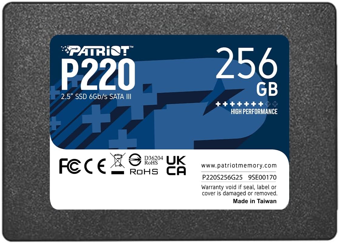 Patriot P220 2.5 inch internal SSD angled perspective