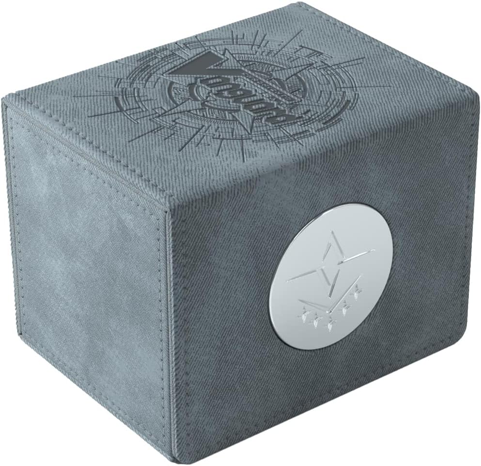 Gamegenic Nation's Vault deck box close-up of metal emblem lock