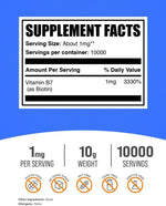 BulkSupplements Vitamin B7 supplement unflavored fine powder texture close up