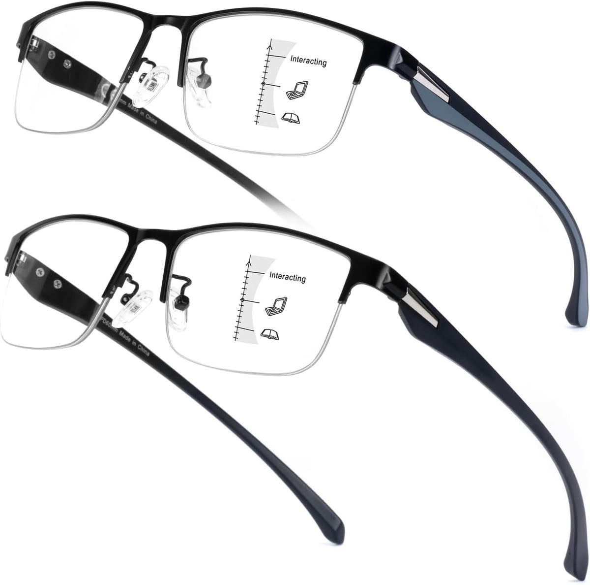 Skyoak 2 pack mens progressive reading glasses front view