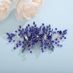 Aimimier sapphire hair piece crystal floral detailing close up