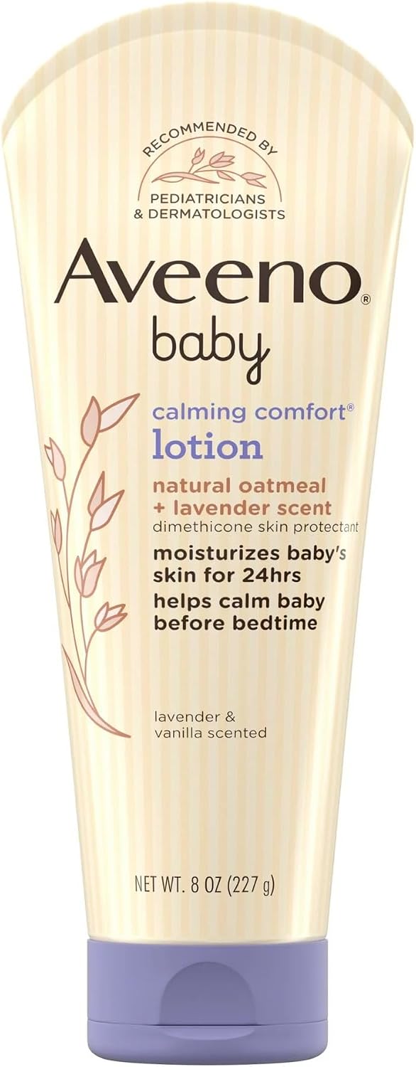 Aveeno Baby Calming Comfort Lotion 8 Ounce 2 Pack front bottle view