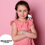 Accutime Hello Kitty pink kids watch decorative bezel closeup