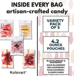 Kolsvart Elderflower Swedish fish candy bag featuring premium import details.