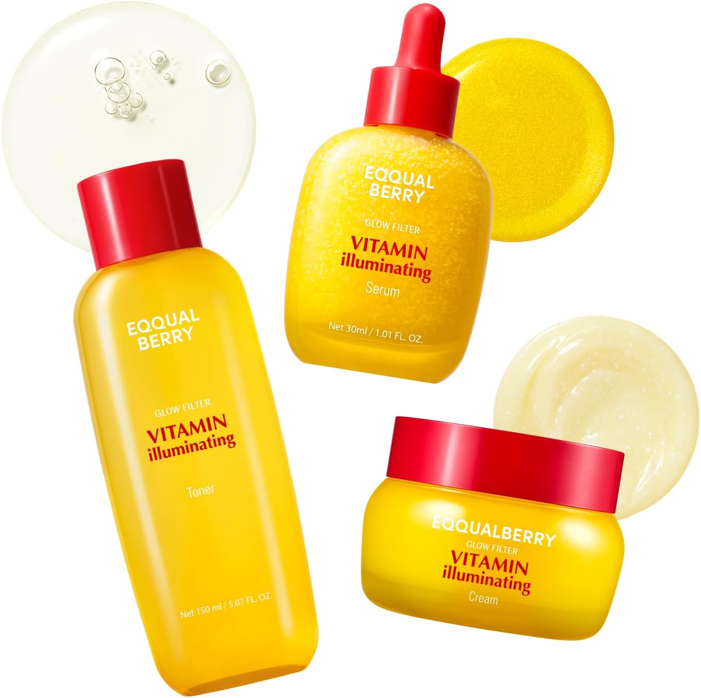 Eqqualberry Vitamin C Dark Spots And Brightening Trio front view skincare set