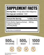 BulkSupplements mushroom powder packaging label details