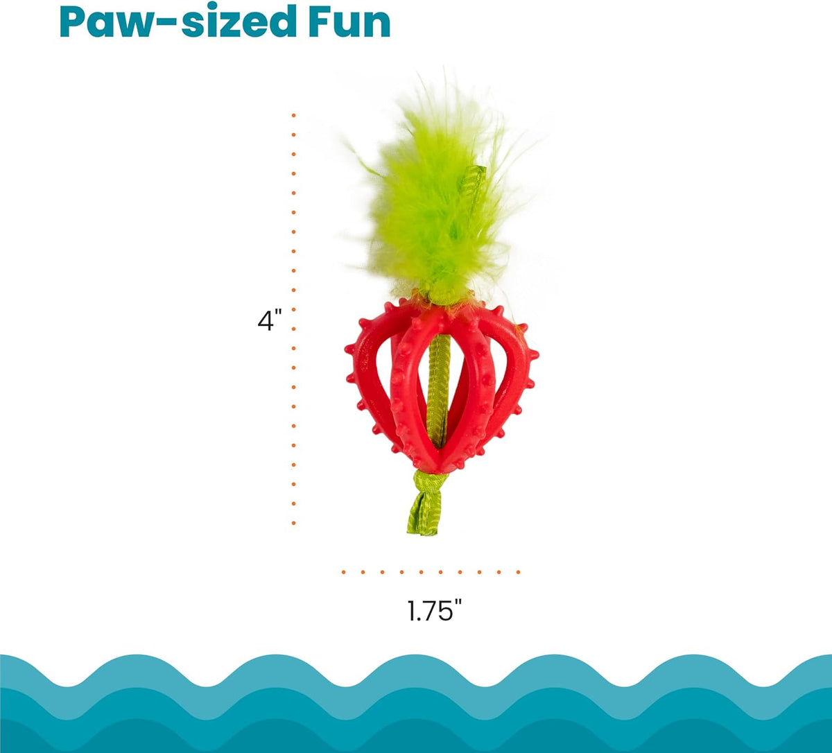 Catstages strawberry teether toy held by cat paws