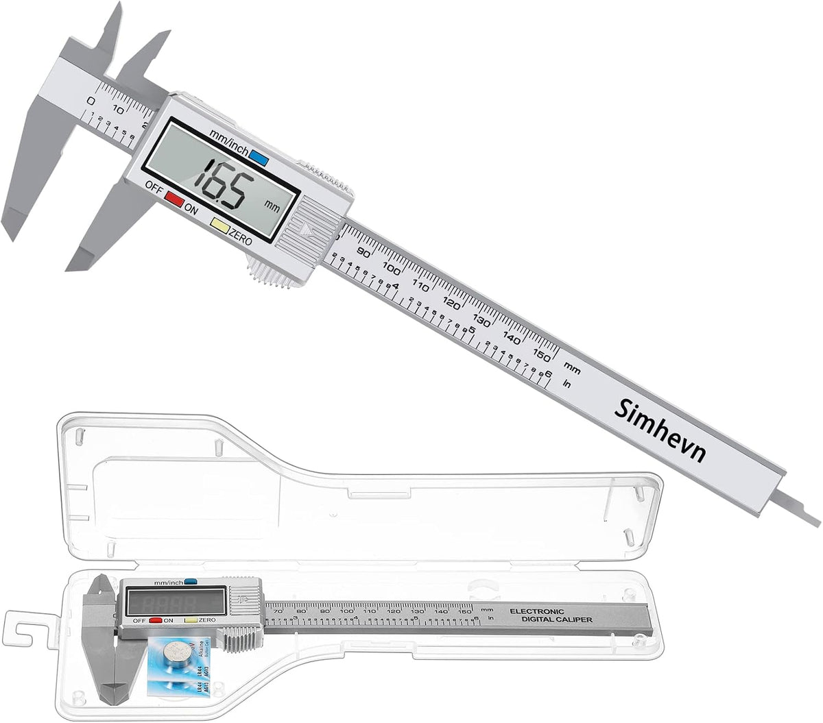Simhevn measuring tape and digital caliper in storage box