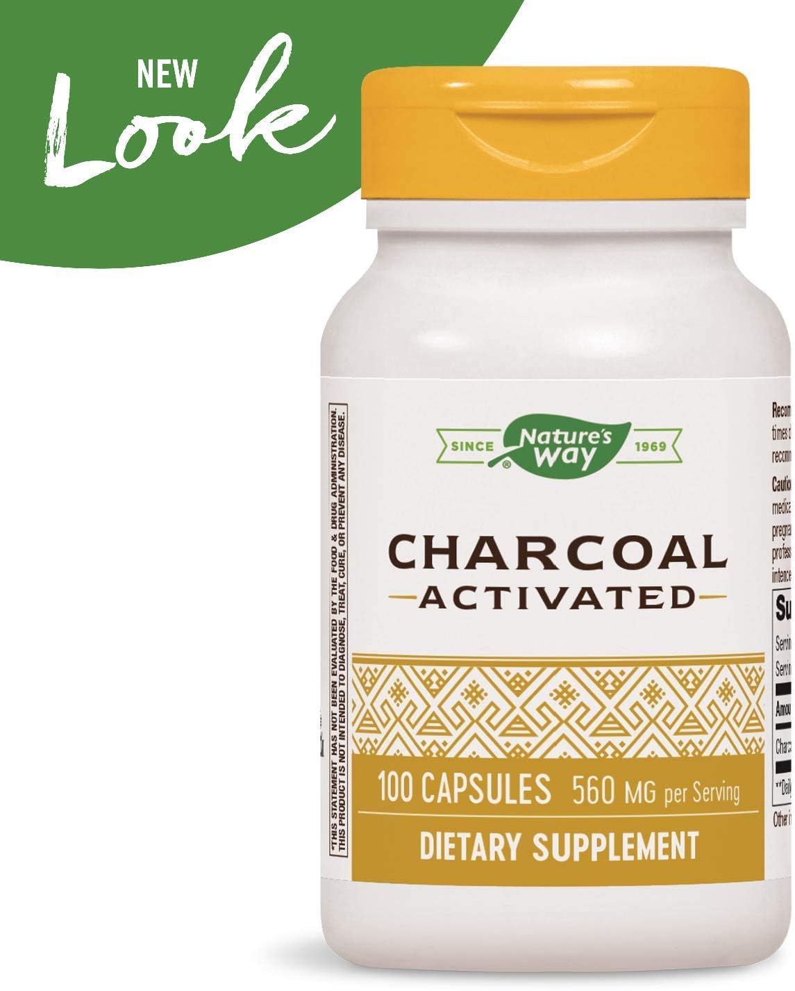 Natures Way charcoal capsules dietary supplement side angle