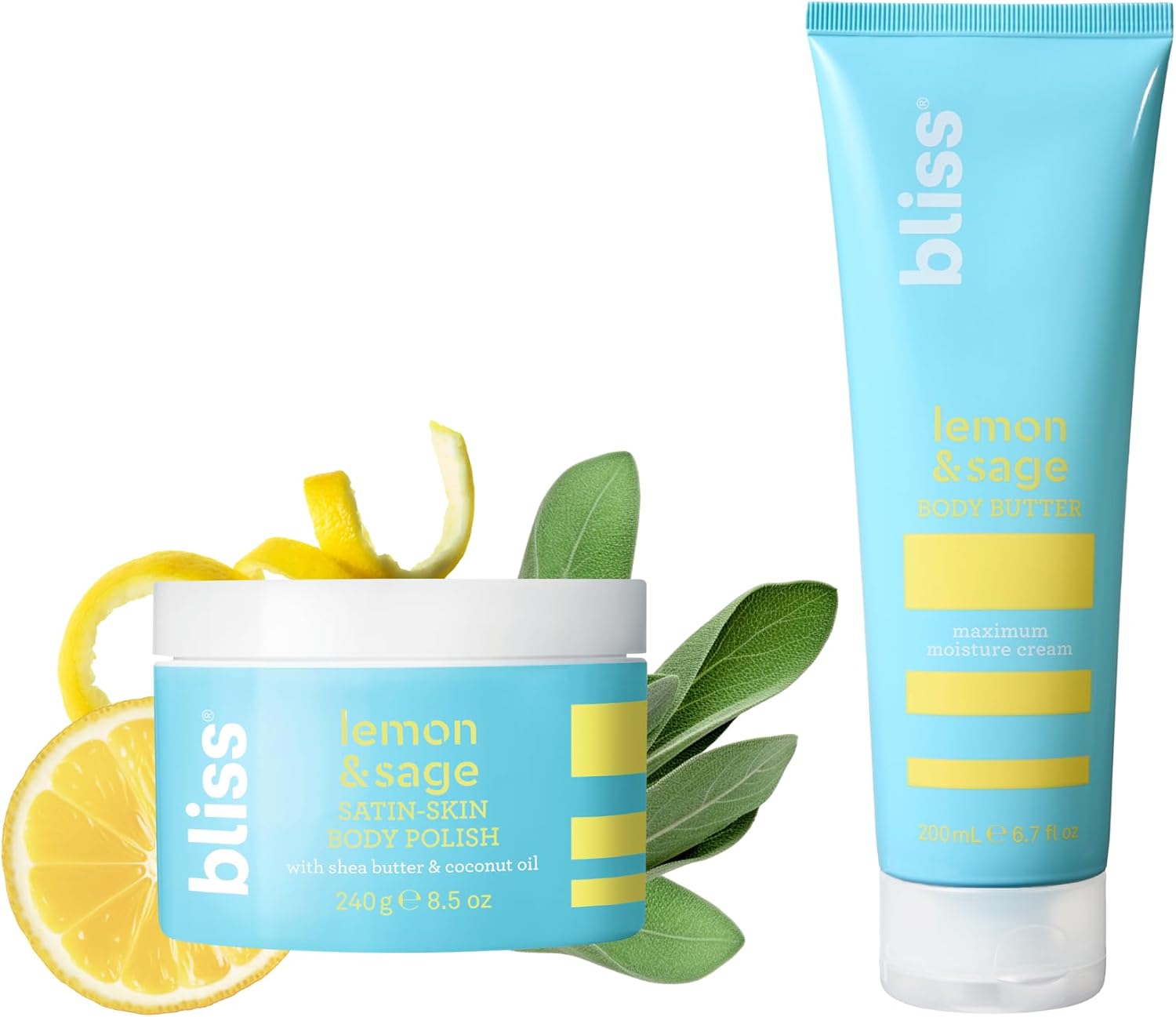 Bliss Satin Skin Body Polish Lemon and Sage front view packaging