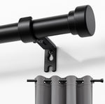 Joydeco curtain rod front view showing matte black finish.
