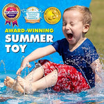SplashEZ toddler sprinkler pool with water fountain jets spraying into a shallow wading area