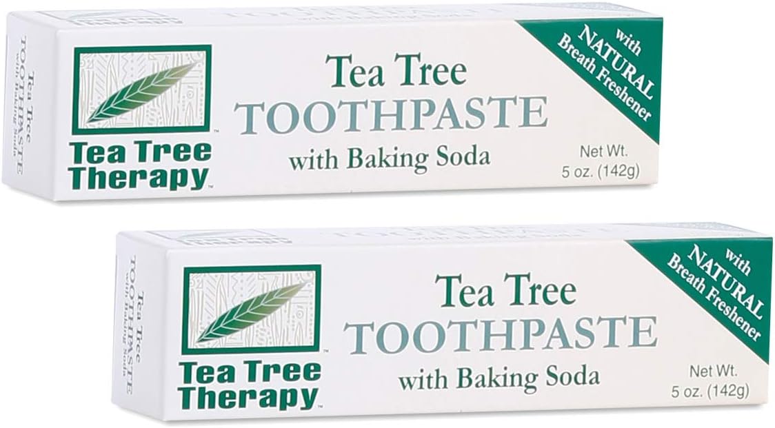 Tea Tree Therapy toothpaste with baking soda front view packaging