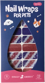 Red white and blue patriotic American flag pet nail decals sheet details