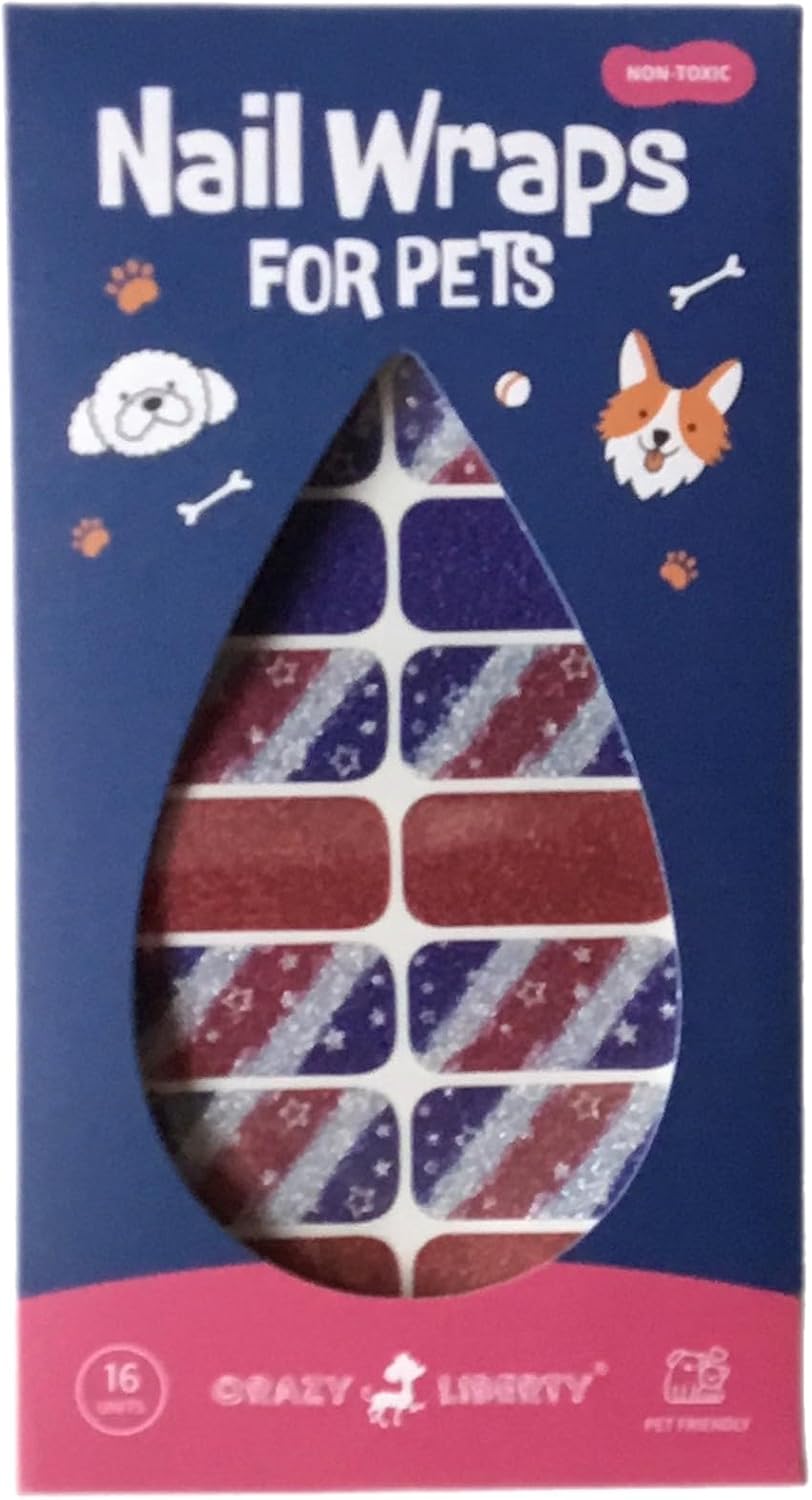 Red white and blue patriotic American flag pet nail decals sheet details