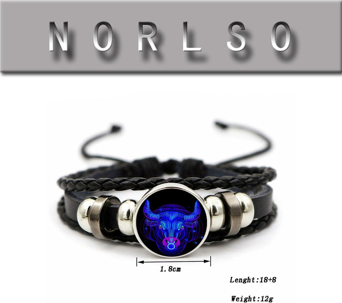NORLSO adjustable astrology bracelet showing luminous effect