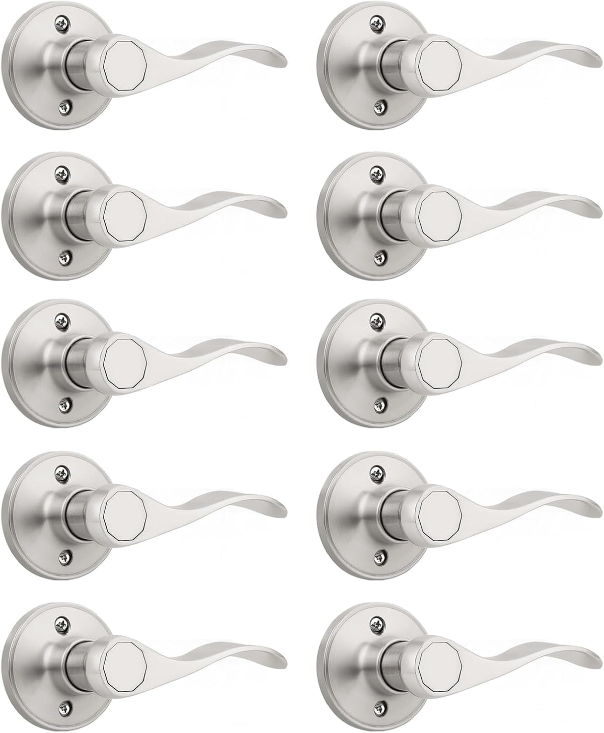 Complete three piece brushed nickel hardware collection
