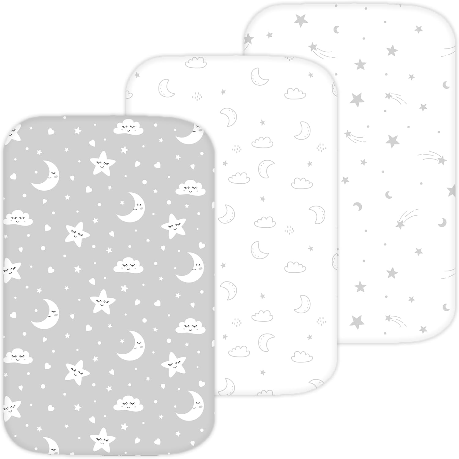 TansyPanda bassinet sheets 3 piece set front view