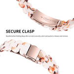 Close up of tortoiseshell patterned resin links on AISPORTS Fitbit Luxe strap