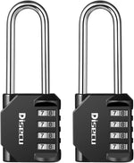 2 Pack disecu 2.6 Inch Long Shackle Combination Lock, 4 Digit Outdoor Waterproof Padlock for School Gym Locker, Sports Locker, Storage Unit, Gate, Fence, Toolbox, Cabinet (Black) - Image 1