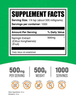 BulkSupplements Naringin Powder nutrition facts and ingredient list