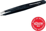 Tweezerman Dusted Onyx Slant Tweezer black glitter finish detail
