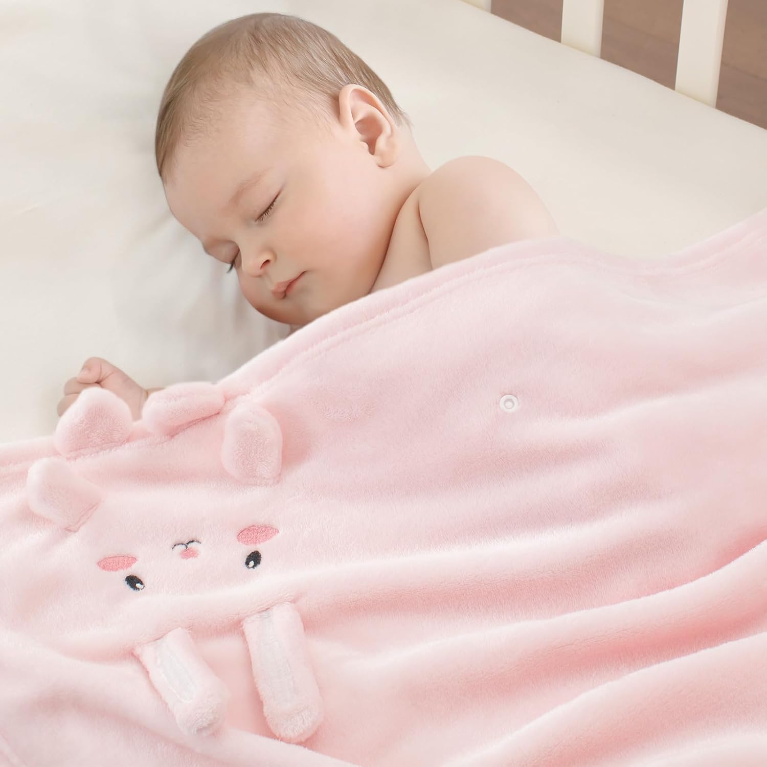 Babyhuggle foldable rabbit plush blanket front view