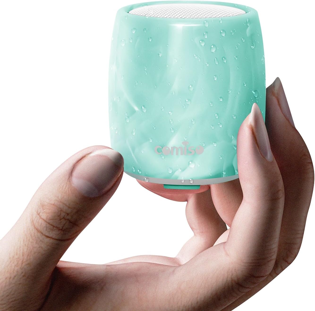 COMISO small waterproof bluetooth speaker front view showing compact pocket size design