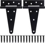4 Inch T-Strap Gate Hinges, Shed Barn Door Hinges Heavy Duty, Black Tee Hinges for Wooden Fences, Yard Gate, Wrought Hardware Iron Rustproof (4 Pack/Set) - Image 15