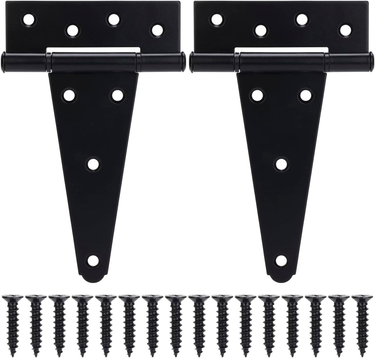 4 Inch T-Strap Gate Hinges, Shed Barn Door Hinges Heavy Duty, Black Tee Hinges for Wooden Fences, Yard Gate, Wrought Hardware Iron Rustproof (4 Pack/Set) - Image 15