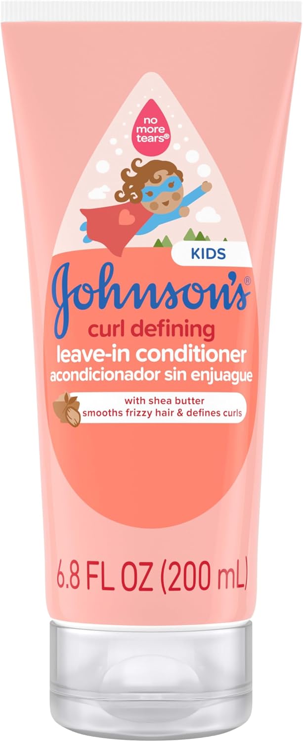Johnson's Kids' Curl Defining Leave-In Conditioner with Shea Butter, Smooths Frizz & Defines Waves & Curls for 24 Hours, Hypoallergenic, 6.8 fl. oz - Image 1