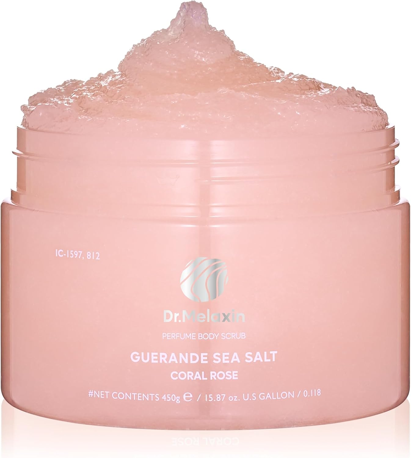 Dr.Melaxin Guerande Sea Salt Perfume Body Scrub Coral Rose jar front view