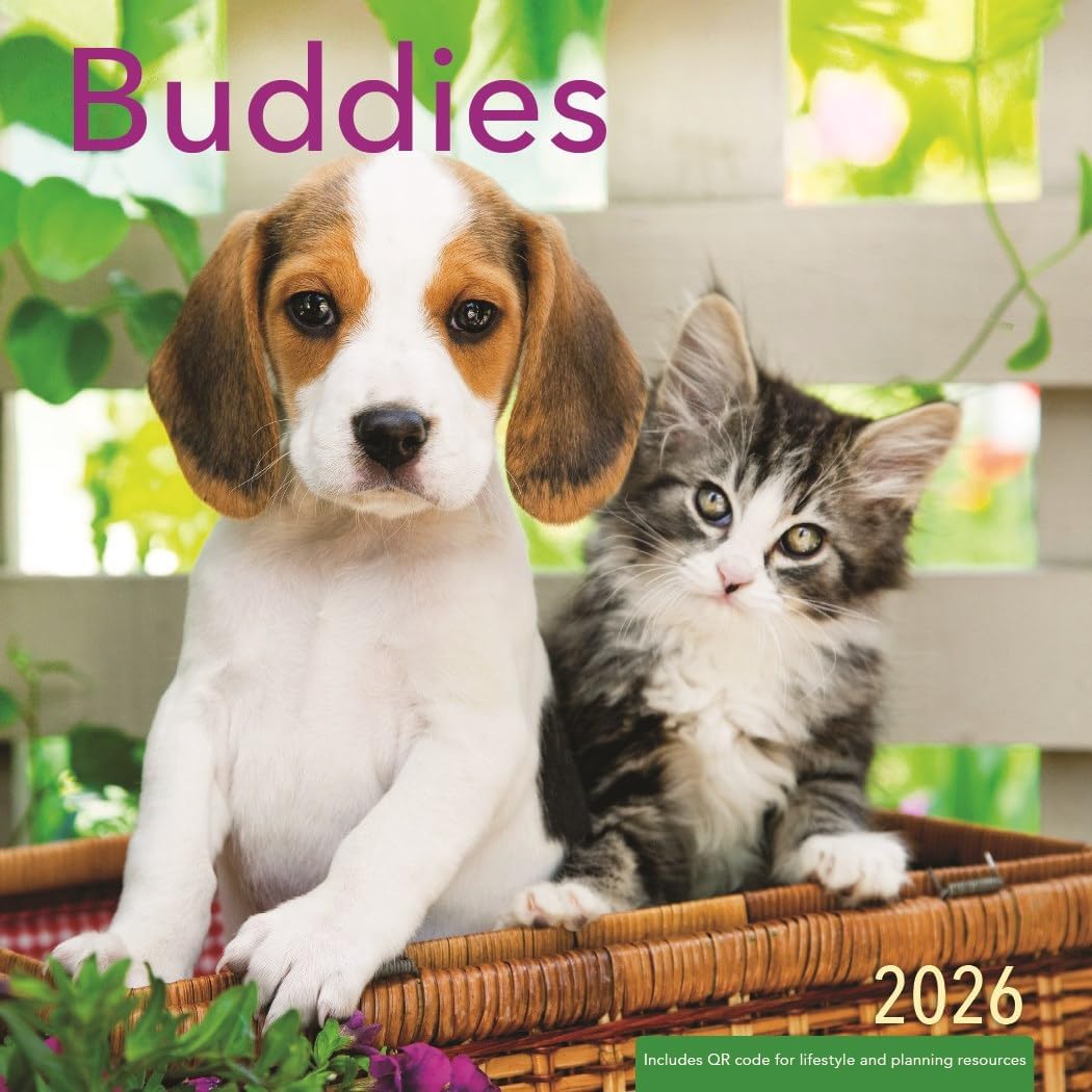 Little Buddies Puppy & Kitten 2026 Mini Wall Calendar - Image 1
