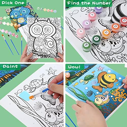Children engaged in screen free indoor craft activity using Wings Giant oil painting kit