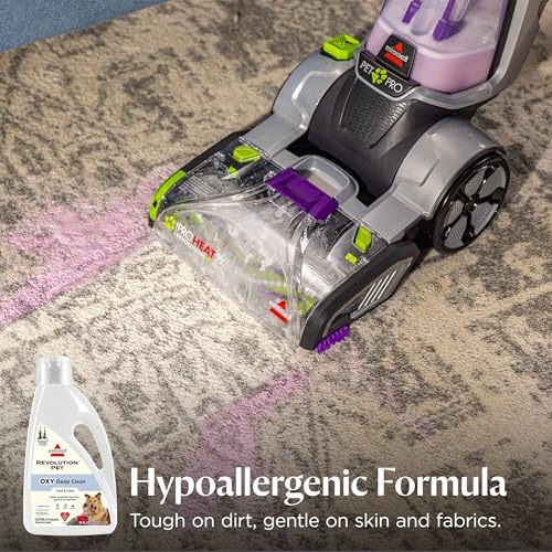Eco-friendly biodegradable carpet detergent for upright cleaning machines.
