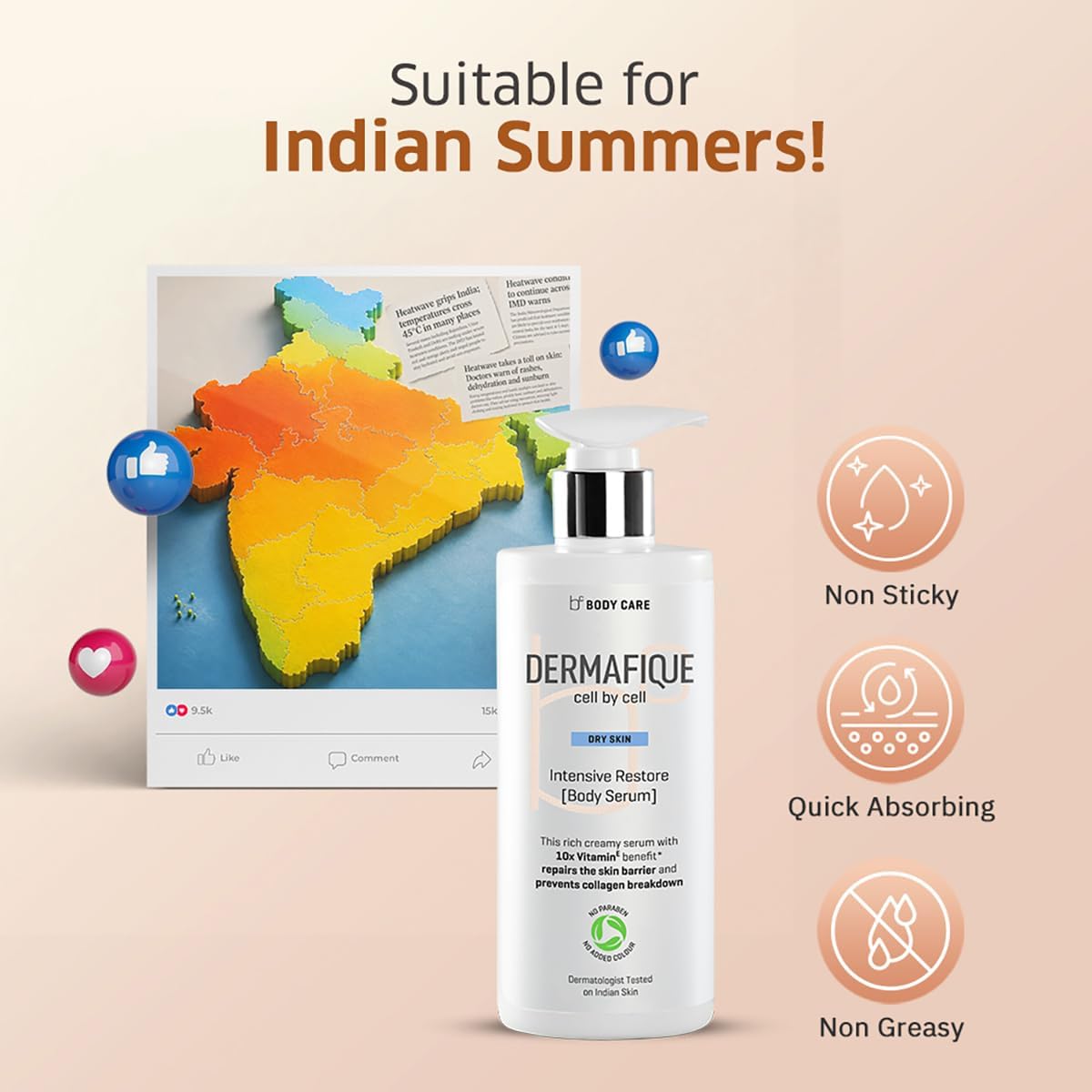 Dermafique intensive restore body serum back panel instructions